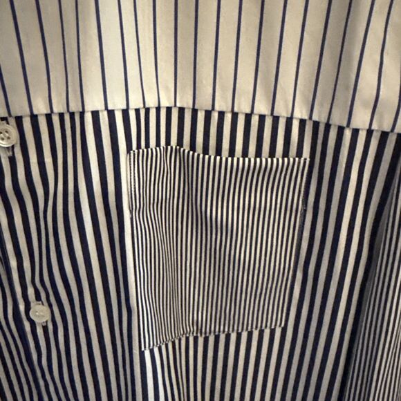 BIG & TALL LUXURY Comme des Garçons Shirt White/Blue Geometric Stripe Size 3XL - Picture 9 of 15